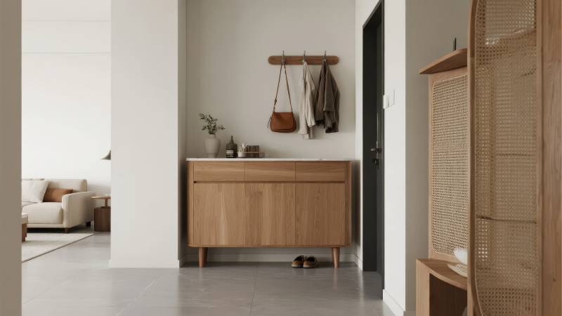 简约原木风玄关设计图片