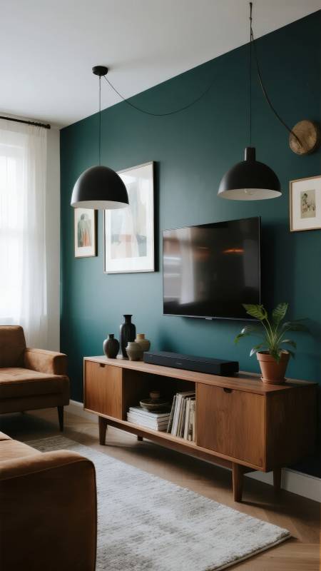 绿墙客厅现代风图片