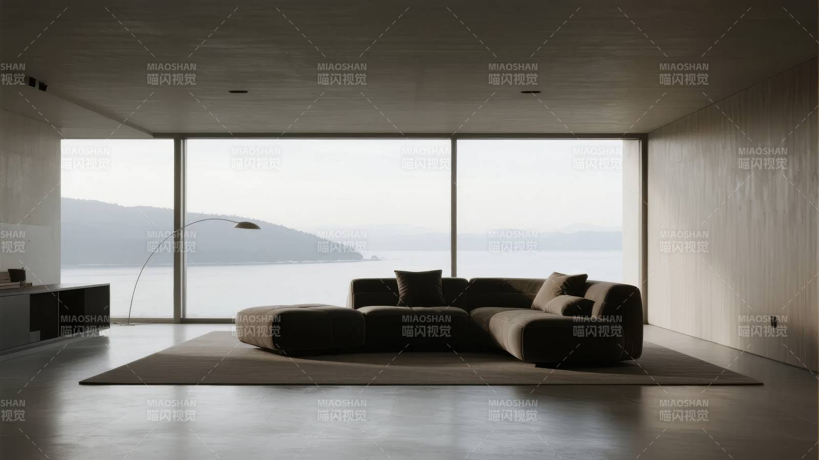 极简客厅观海景图片