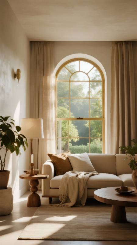 阳光洒落的温馨客厅图片