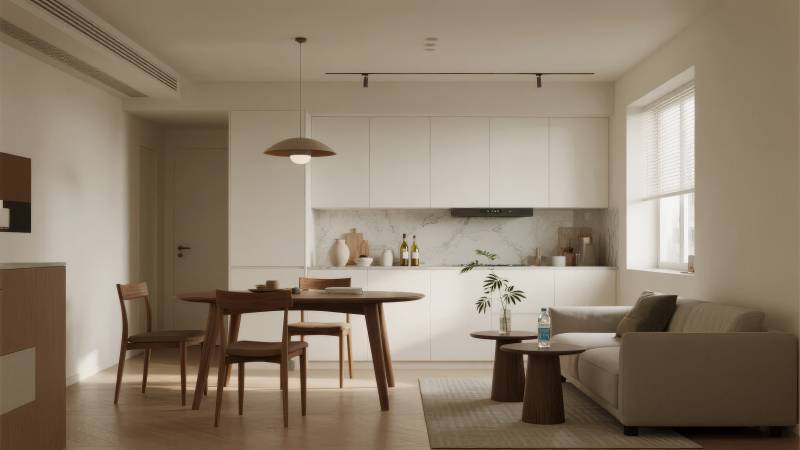 现代简约客厅厨房图片