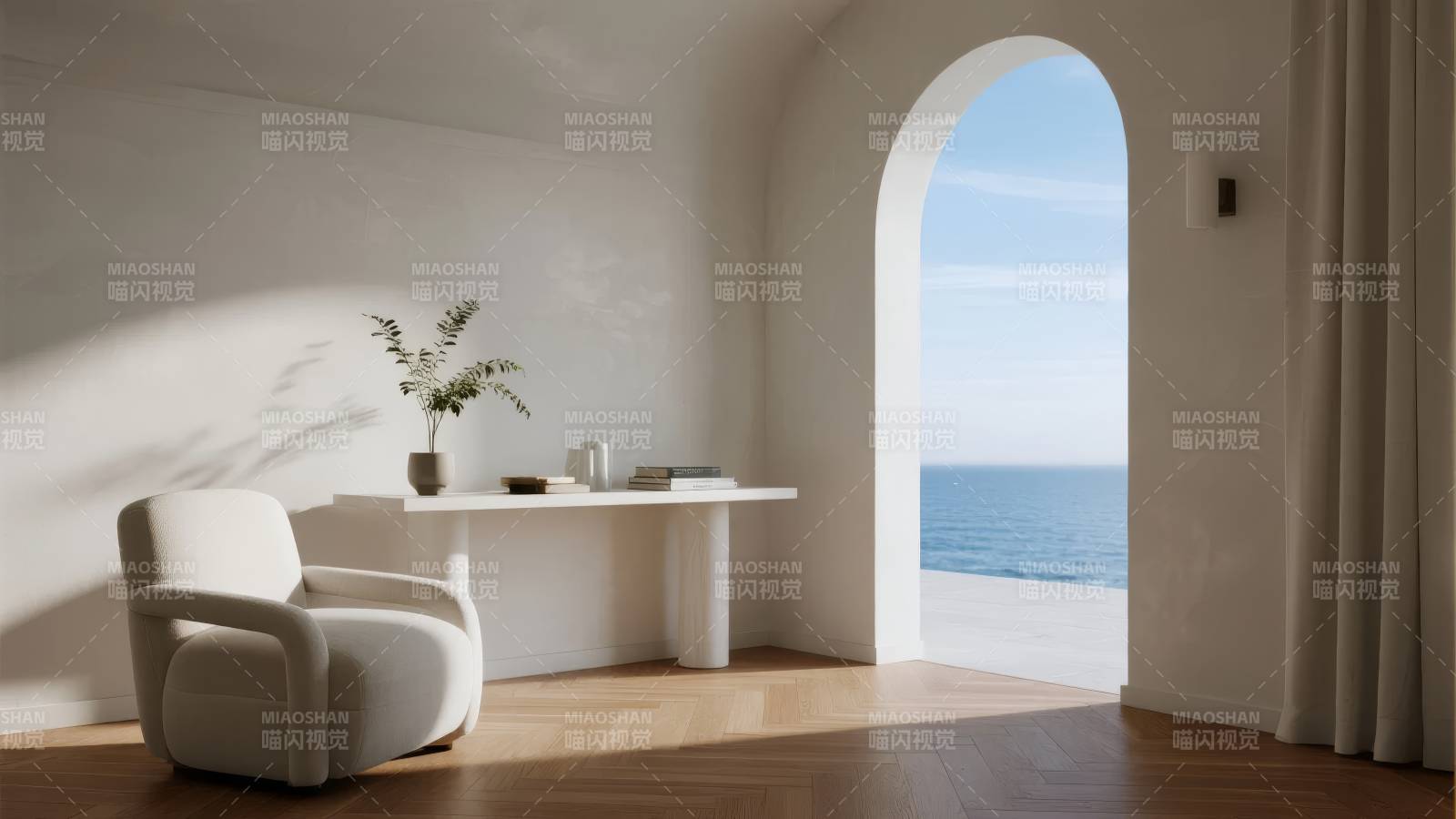 海景书房静谧一角图片