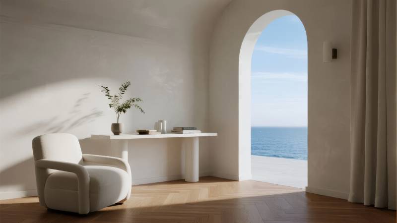 海景书房静谧一角图片