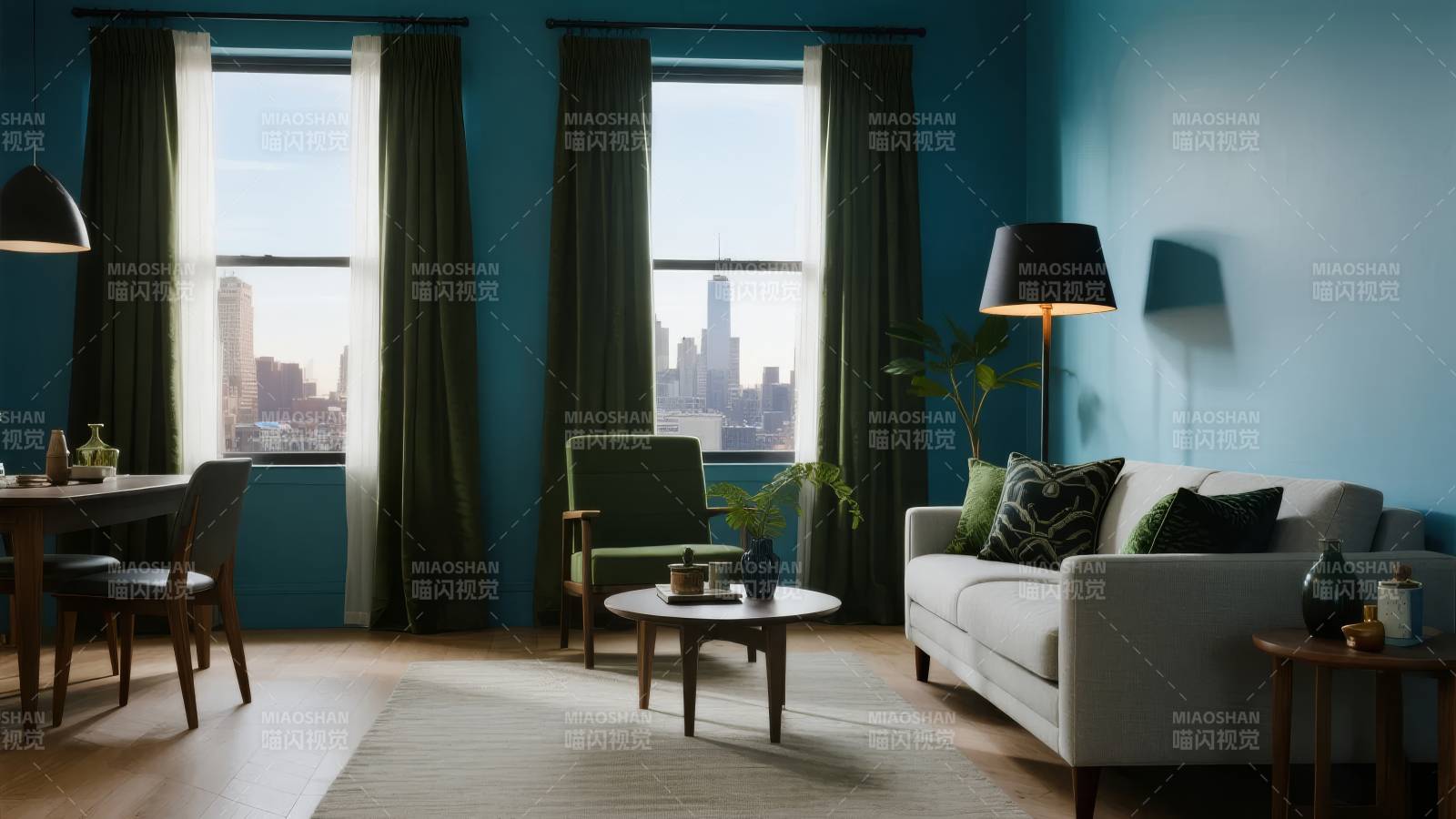 现代客厅城市景观图片