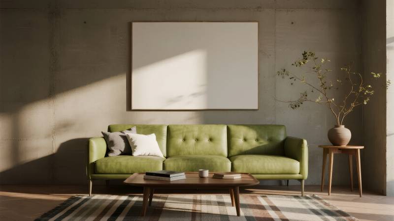 绿沙发客厅静谧光图片