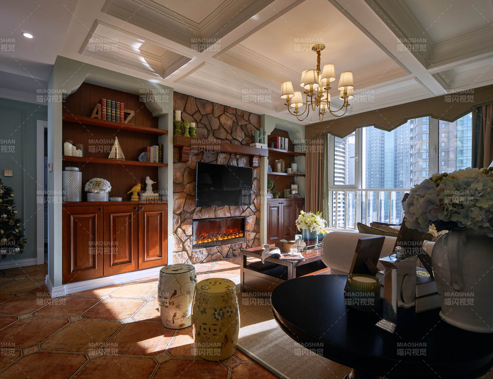 温馨客厅 壁炉暖意图片