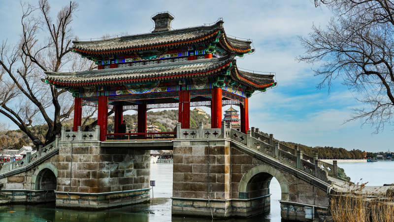 颐和园豳风桥映湖光图片