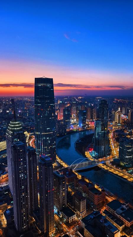 天津夜景璀璨图片