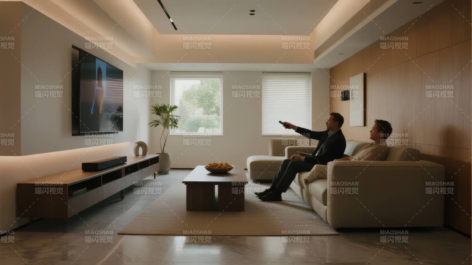 现代客厅观影时光图片