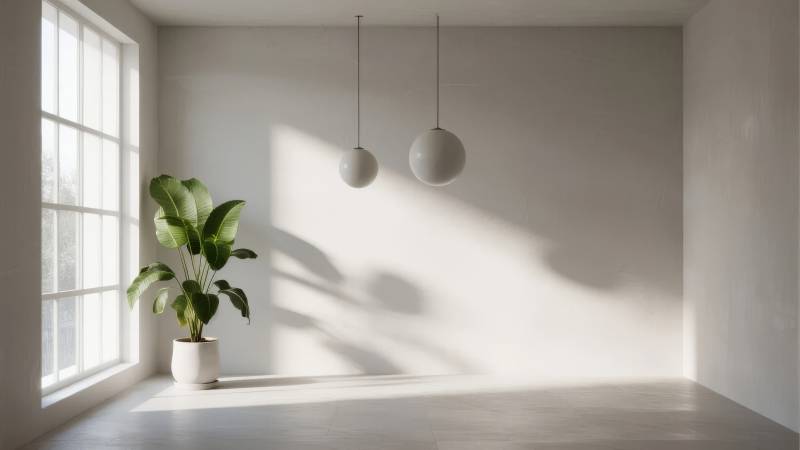 光影中的绿植角落图片