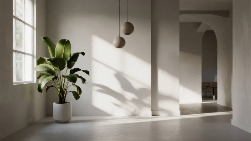 光影中的绿植静谧图片