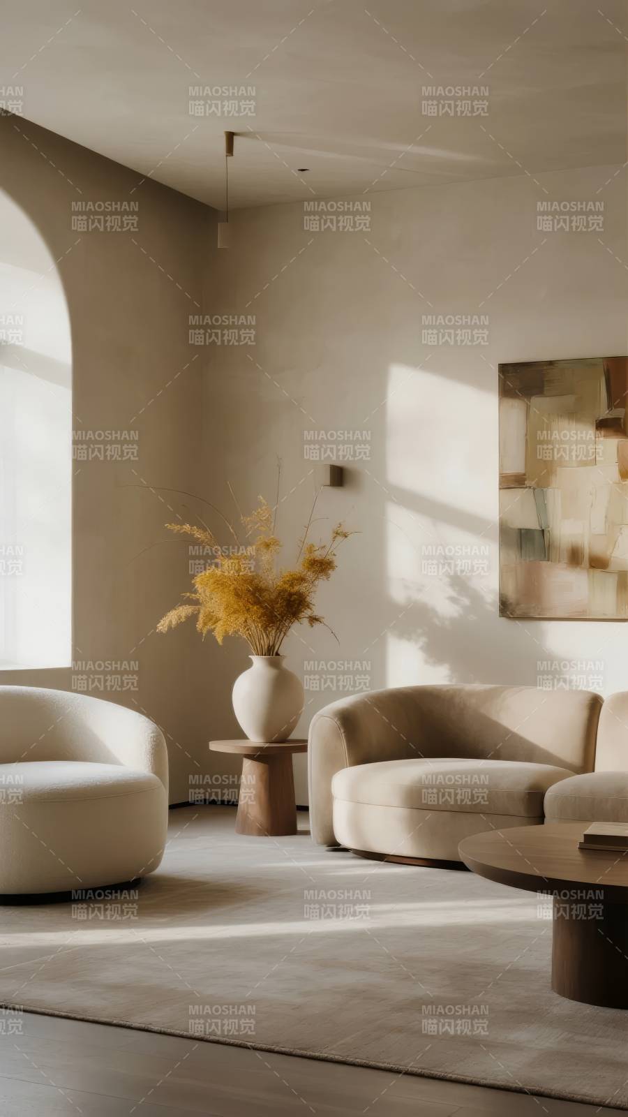 极简客厅光影艺术图片