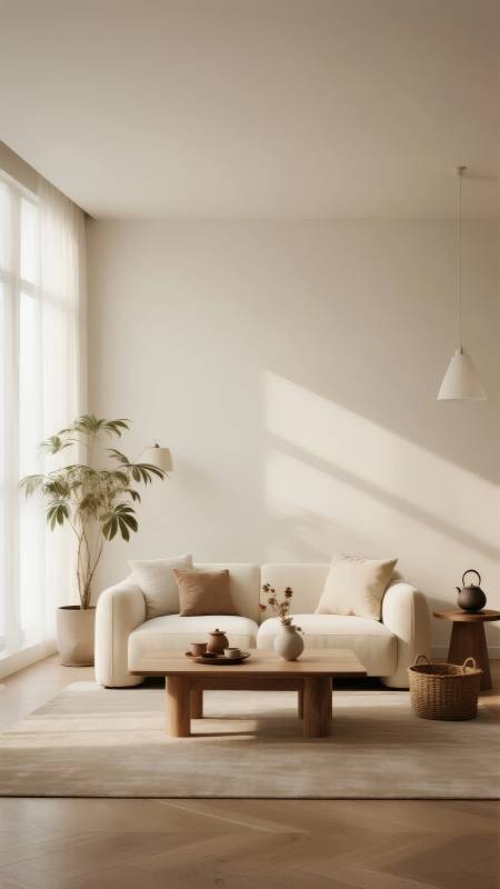 简约客厅光影静谧图片