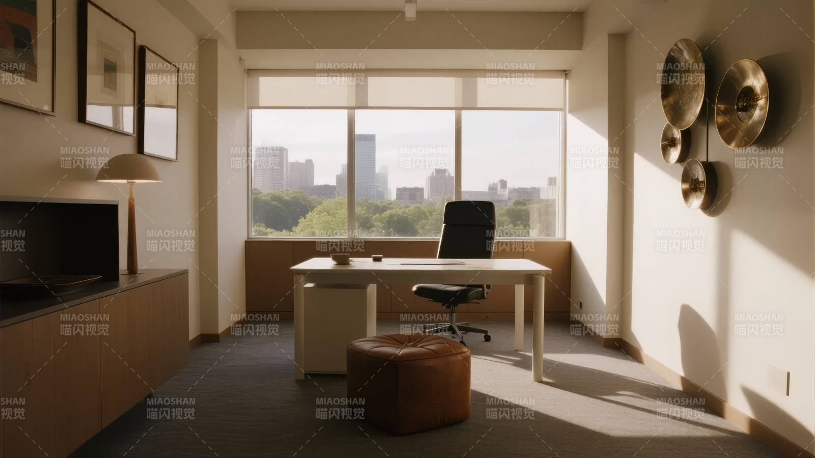 现代简约书房一角图片