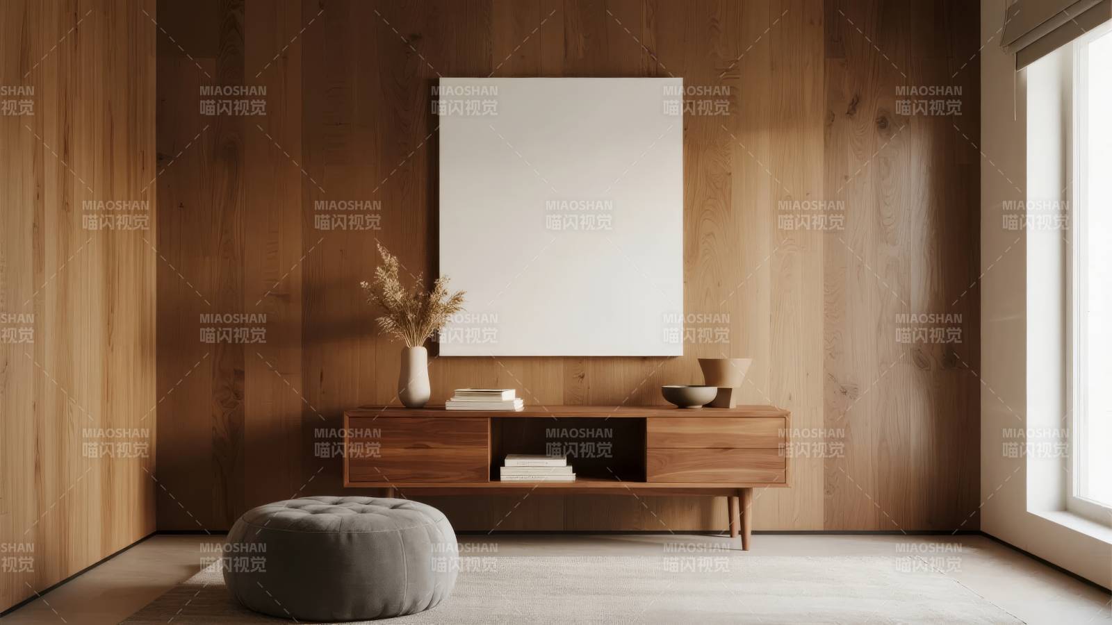 简约木质客厅一角图片