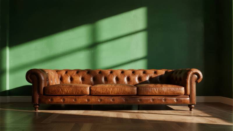 复古皮沙发静谧时光图片