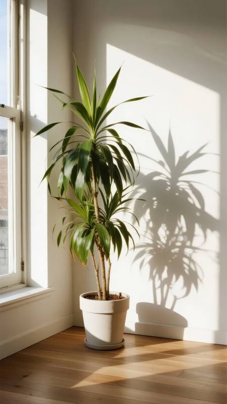 窗边绿植光影图片