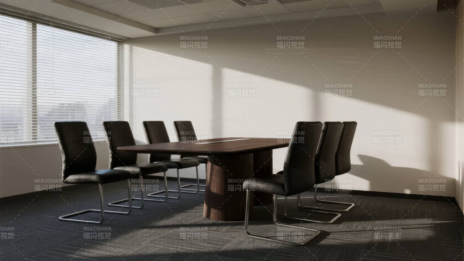 现代会议室静谧一角图片