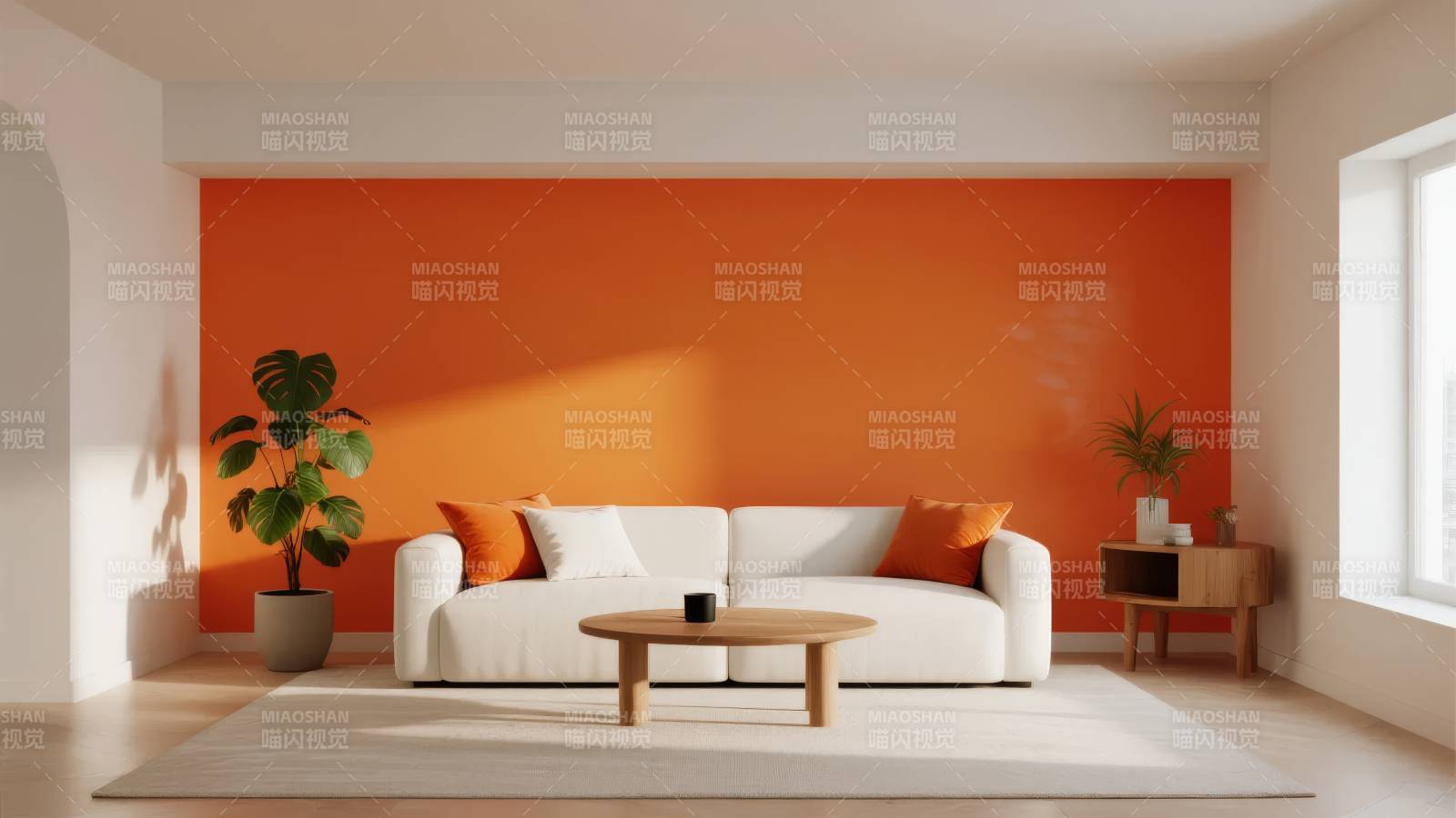橙色客厅简约风图片