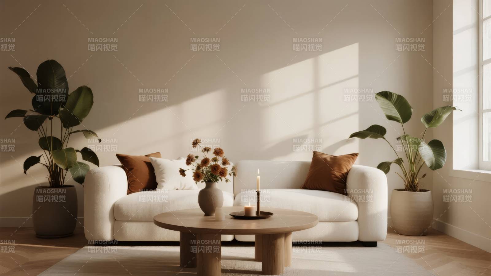 温馨客厅绿植点缀图片