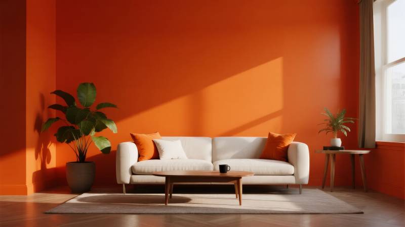 橙色客厅静谧时光图片