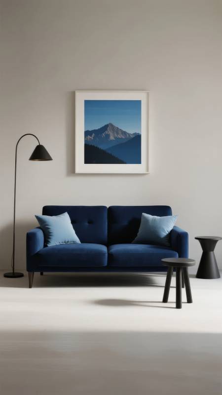 蓝沙发静谧空间图片