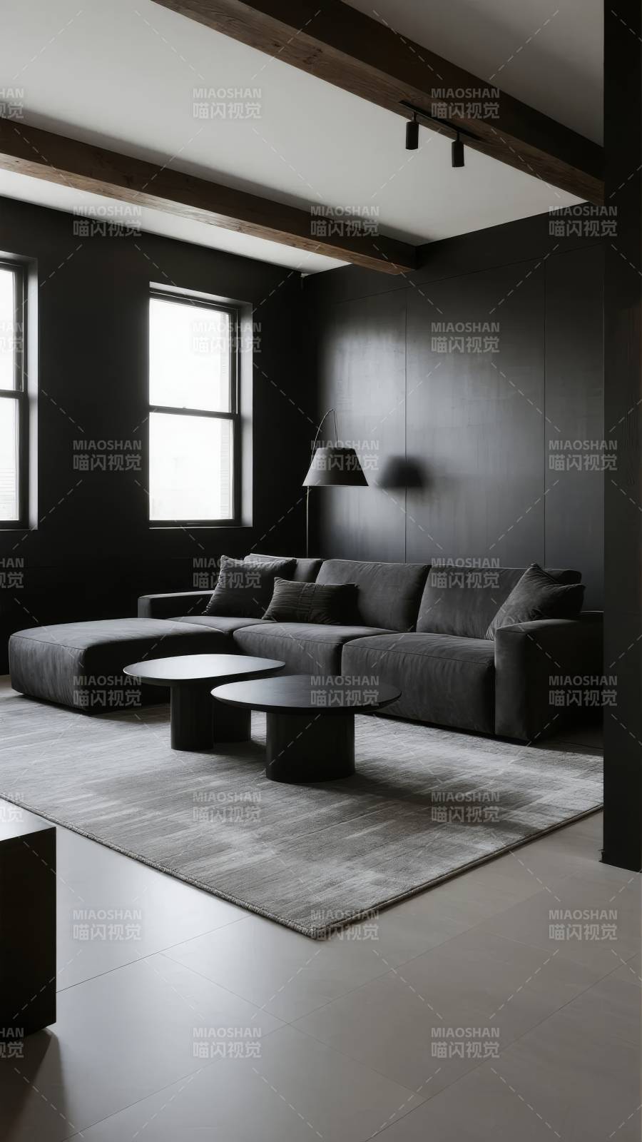 极简黑灰客厅设计图片
