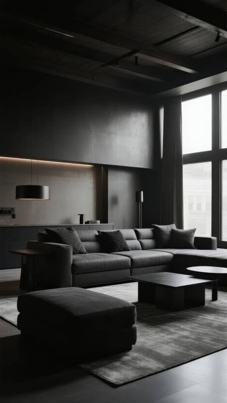 暗黑极简客厅图片