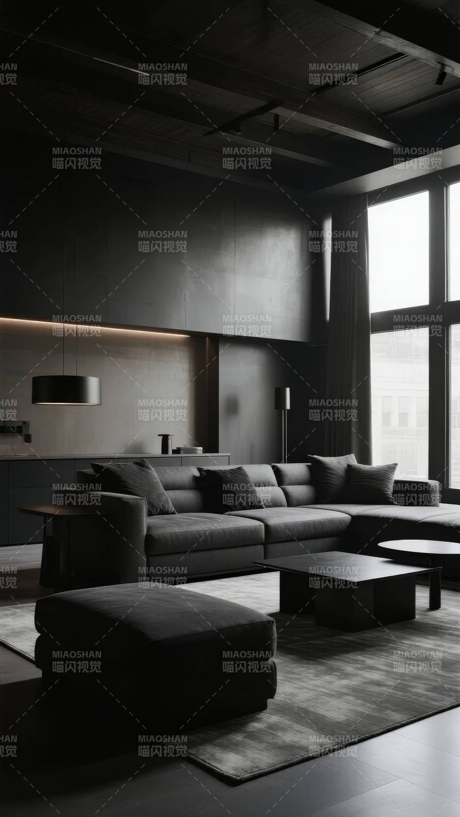 暗黑极简客厅图片