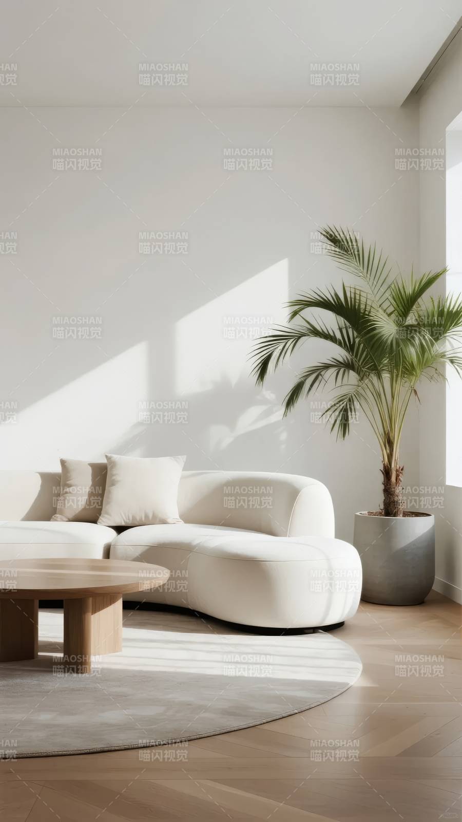 简约客厅绿植光影图片