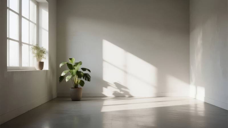 阳光下的绿植角落图片