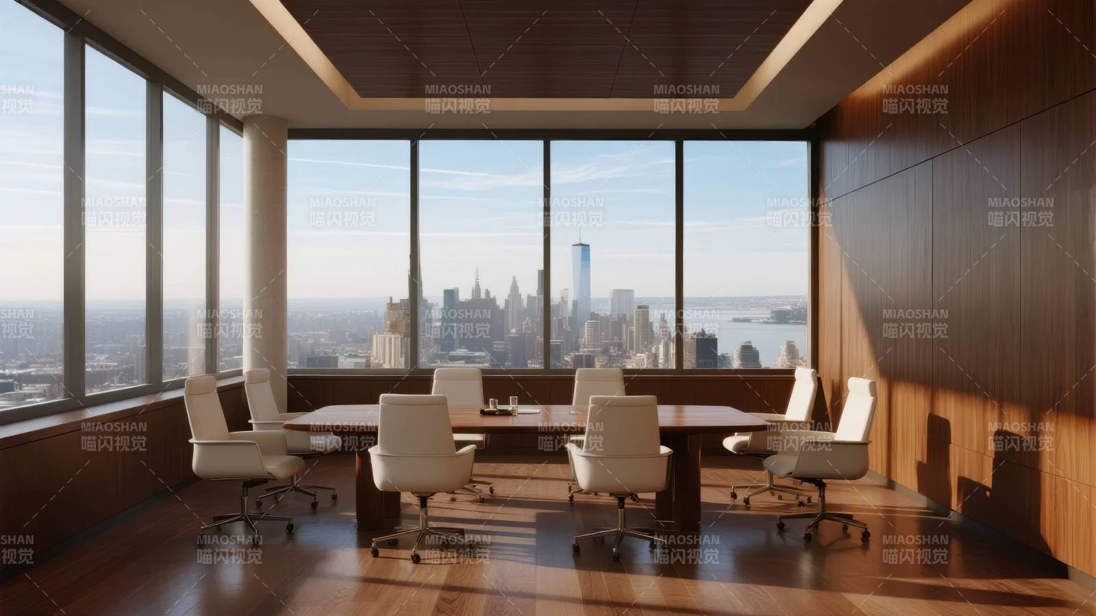 现代会议室全景窗图片