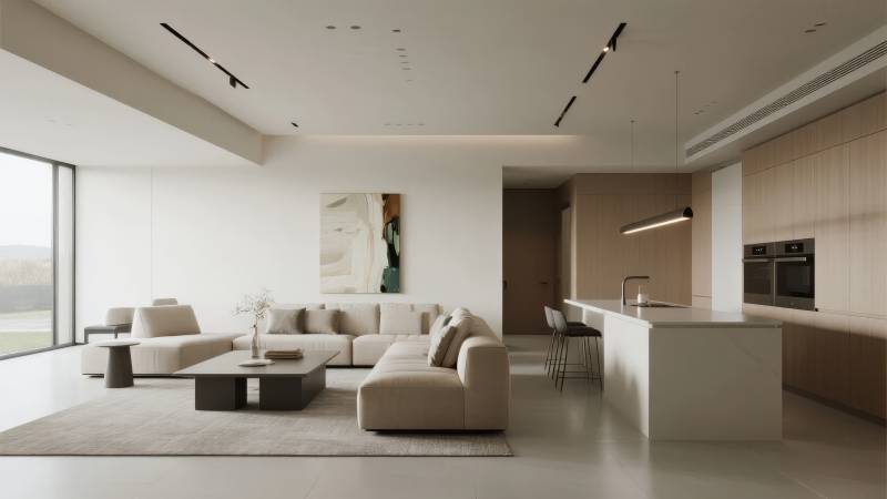 现代简约客厅厨房图片