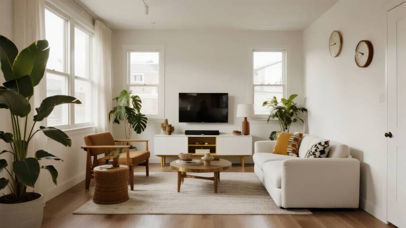 简约客厅绿植点缀图片