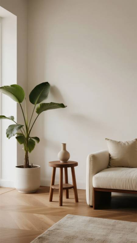 简约客厅绿植一角图片