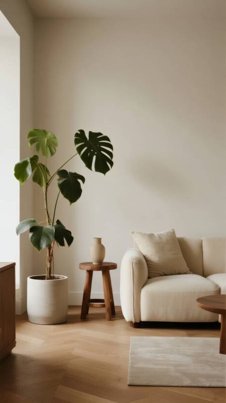 简约客厅绿植一角图片