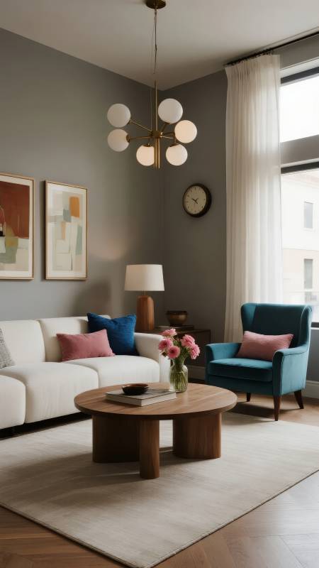 现代客厅温馨布置图片