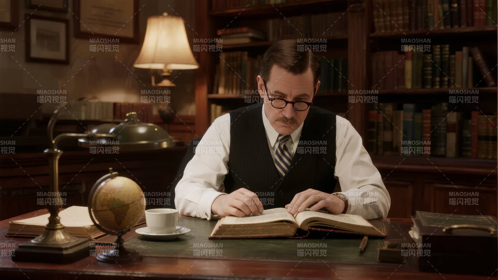 书房中的学者图片