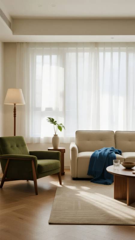 简约客厅光影静谧图片