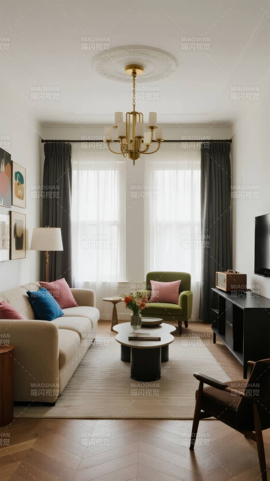 现代客厅温馨布置图片