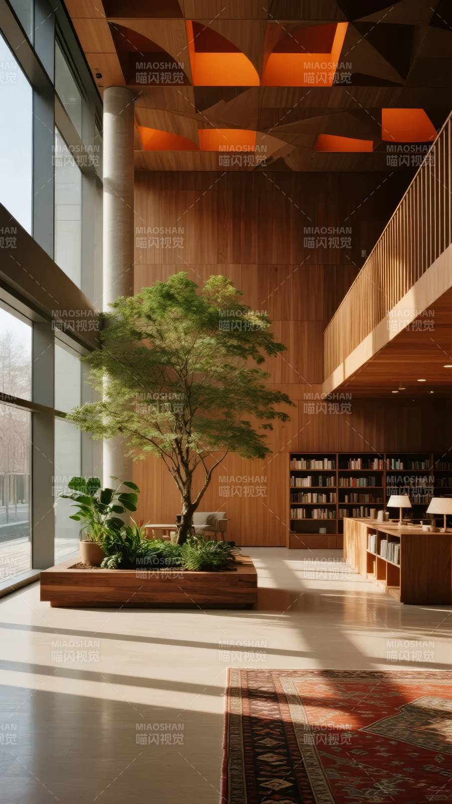 现代图书馆静谧角落图片