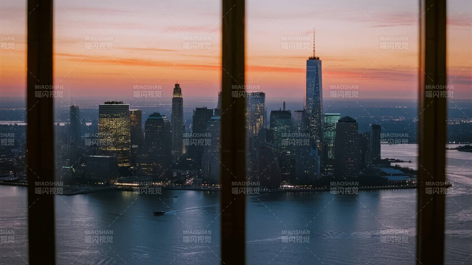 纽约黄昏天际线图片