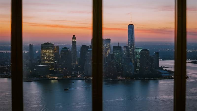 纽约黄昏天际线图片