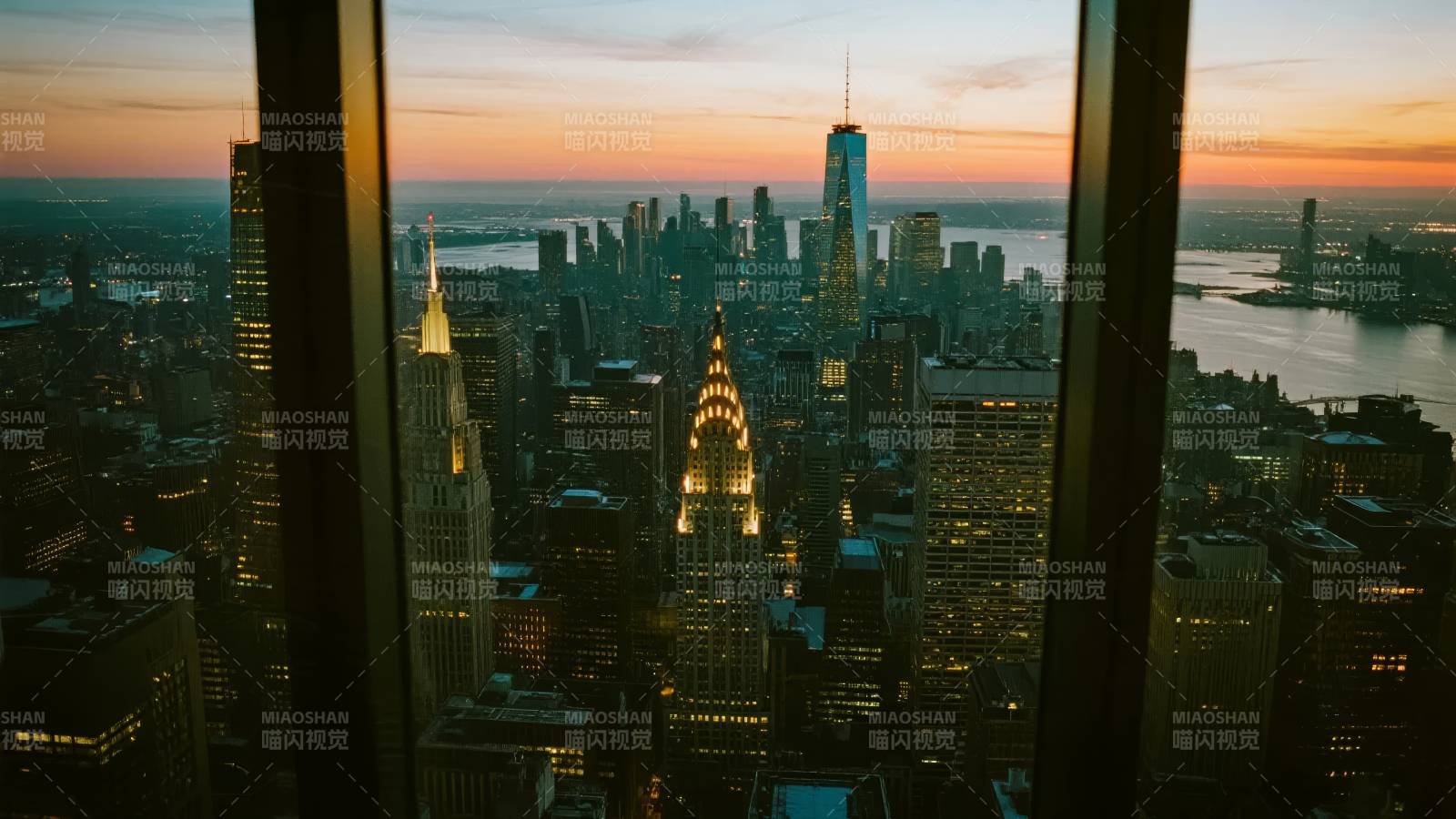 纽约黄昏天际线图片