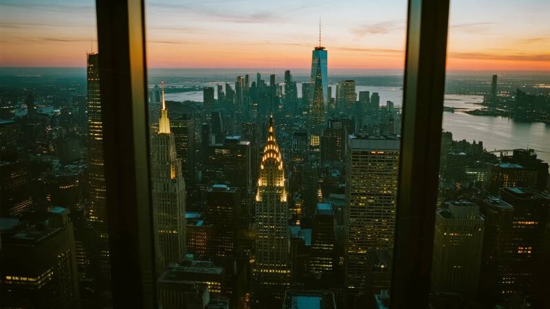 纽约黄昏天际线图片
