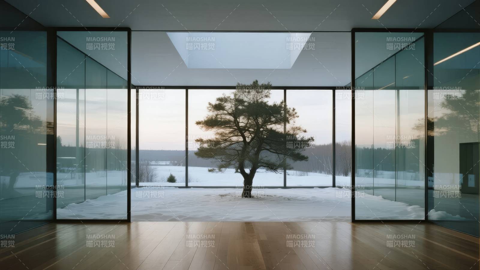 雪景中的孤树图片