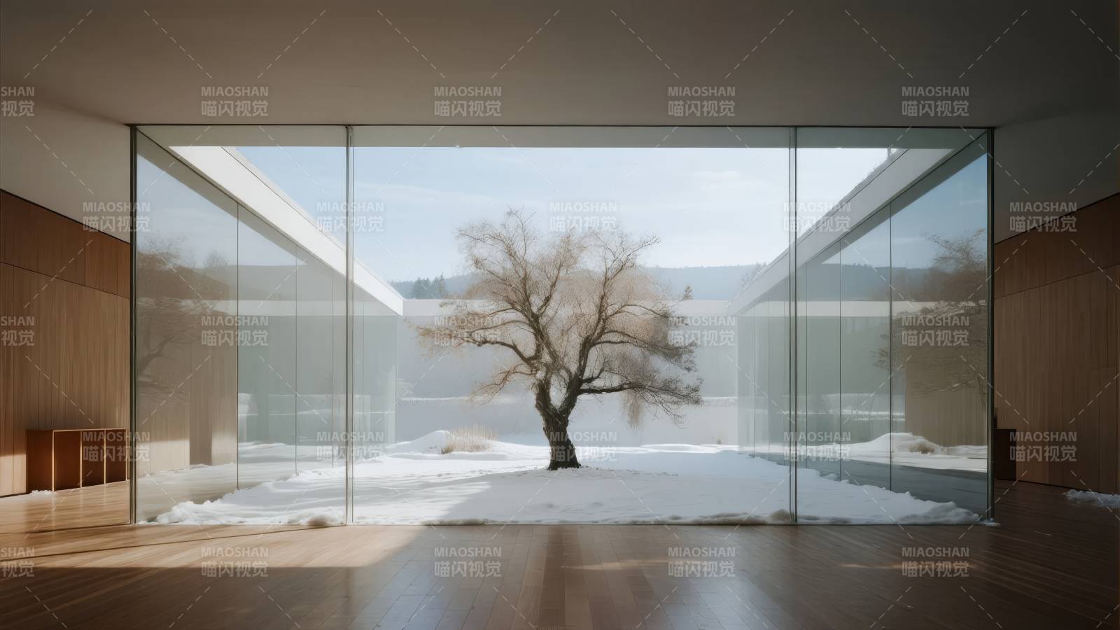 雪中孤树 静谧之美图片