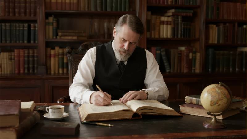 学者书房著书图片