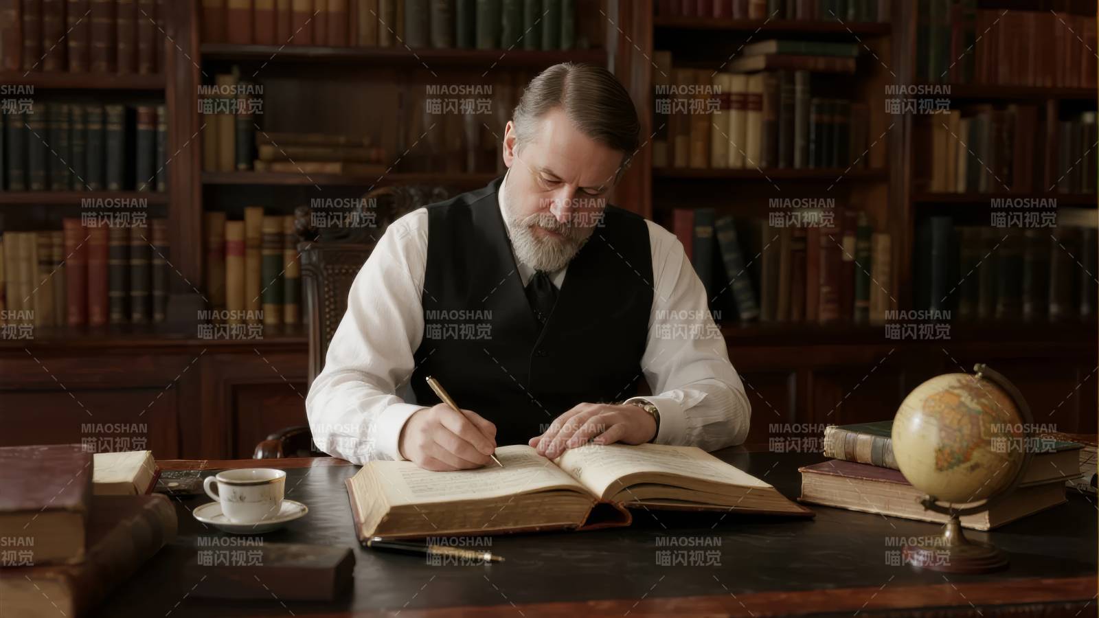 学者书房著书图片