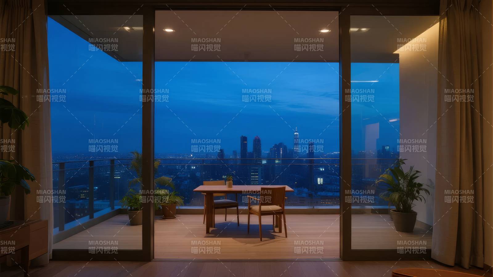 夜景阳台餐厅图片